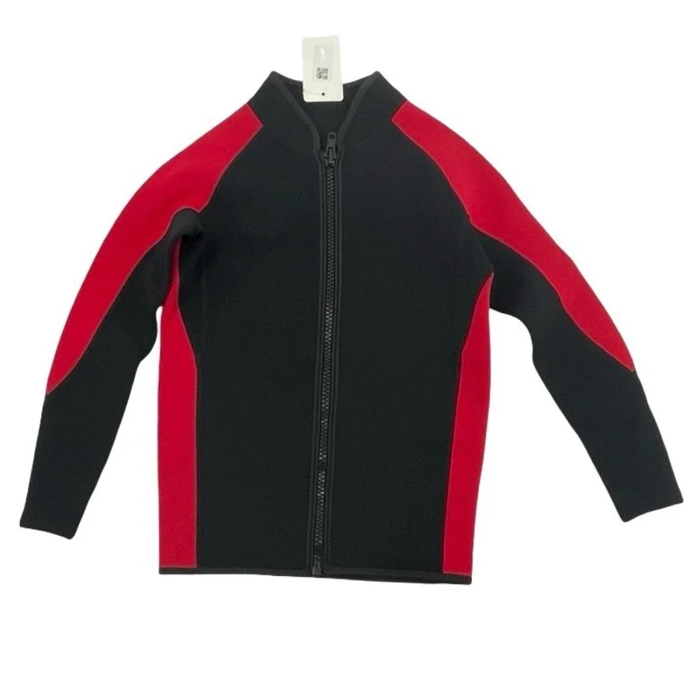 Realon Men's Wetsuit Jacket Full Zip Black Red Neoprene Small